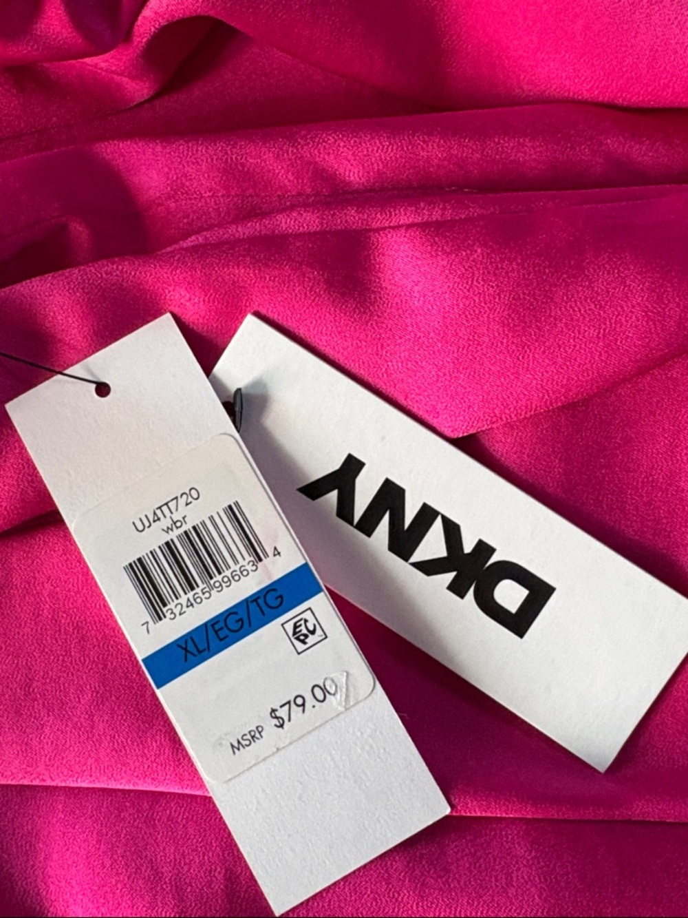 DKNY hot pink satin button-front long sleeve blouse NWT Size XL - Picture 6 of 8